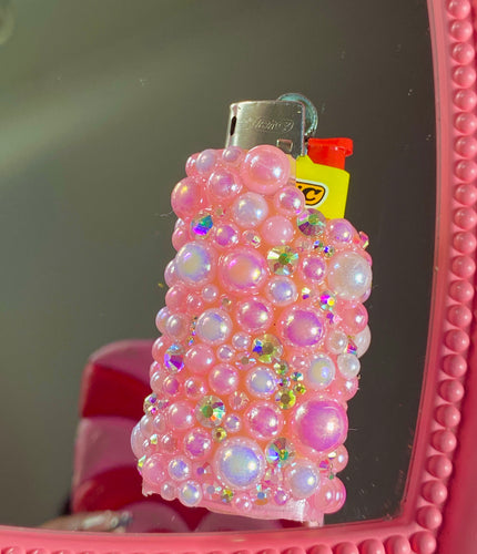 Pink Faux Pearls Lighter Case Junked (MINI SIZE)